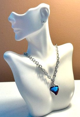 Silver Tone Heavy 18'' Cable Chain + 2'' Ext Necklace w/ 1'' Heart Charm Pendant