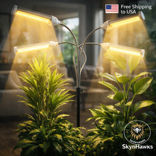 4 Heads LED Grow Light Full Spectrum 96W Indoor Plant Lamp w Timer Free Shipping