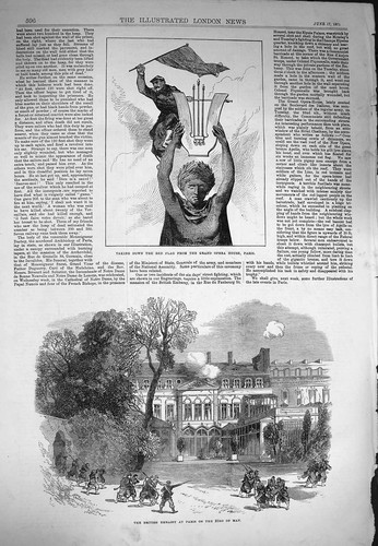 Original Old Antique Print 1871 Fire Hotel Ville Paris Dead Body Street Paris