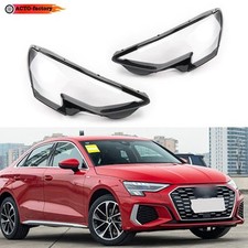 For Audi A3 S3 RS3 2020-2022 Pair Car Front Headlight Lens Cover Clear Lampshade