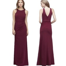 NWT Davids Bridal DB Studio High Neck Maxi Formal Mermaid Dress Size 10 Merlot