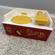 Vintage Fisher Price Music Box Record Player Toy w/ 5 Records Works Kids