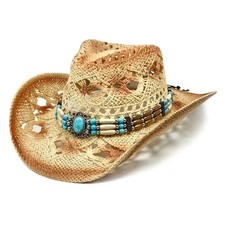 Cowgirl Hats for Women Straw Cowboy Hat Western Beach 6 5/8-7 1/2 Sandstone Tan