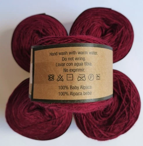 Alpaca Wool Skeins 100% Baby Alpaca Yarn Sport Weight Lot-5 Skeins Cherry BA6175 image 2