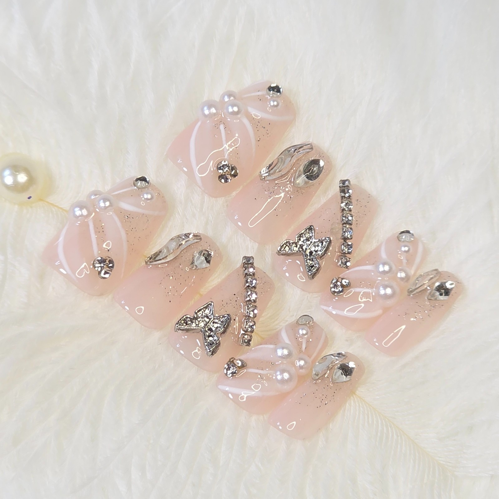 Serene Sparkle Press On Nails – Luxury False Nail Tips – Elegant Reusable