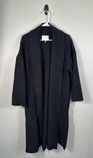 Oak + Fort Jacket Womens Large Black Coatigan Open Front Minimalist Contemporary