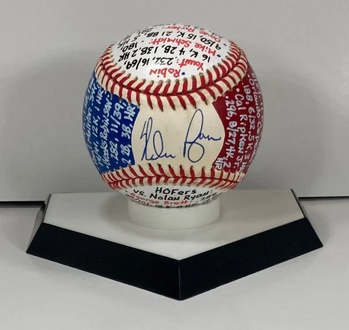 Nolan Ryan Signed OAL Baseball, VCBC SuperStats, Hand Painted, RYAN VS. HOFERS!