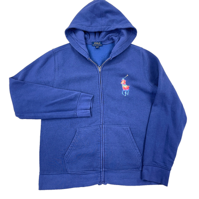 Polo Ralph Lauren Hoodie Boys XL Blue Rainbow Big Pony Full Zip