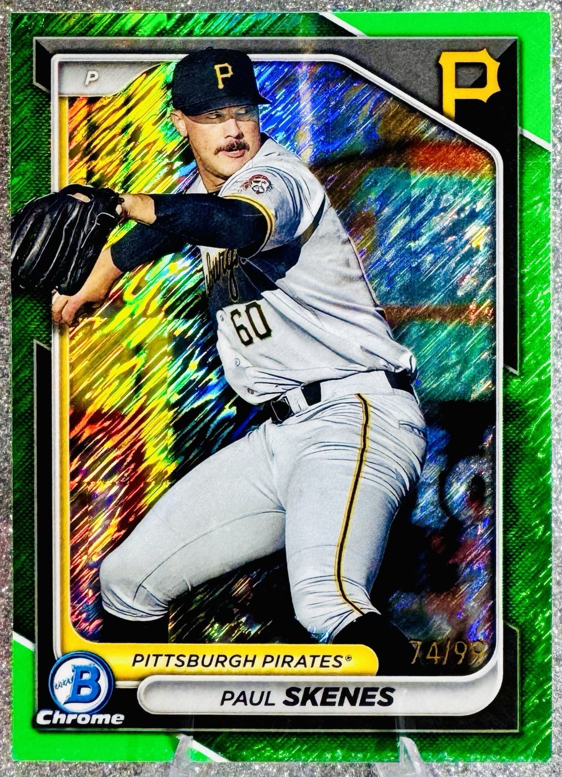2024 Bowman Paul Skenes /99 GREEN Shimmer #BCP-125 Chrome Prospects Pirates RC