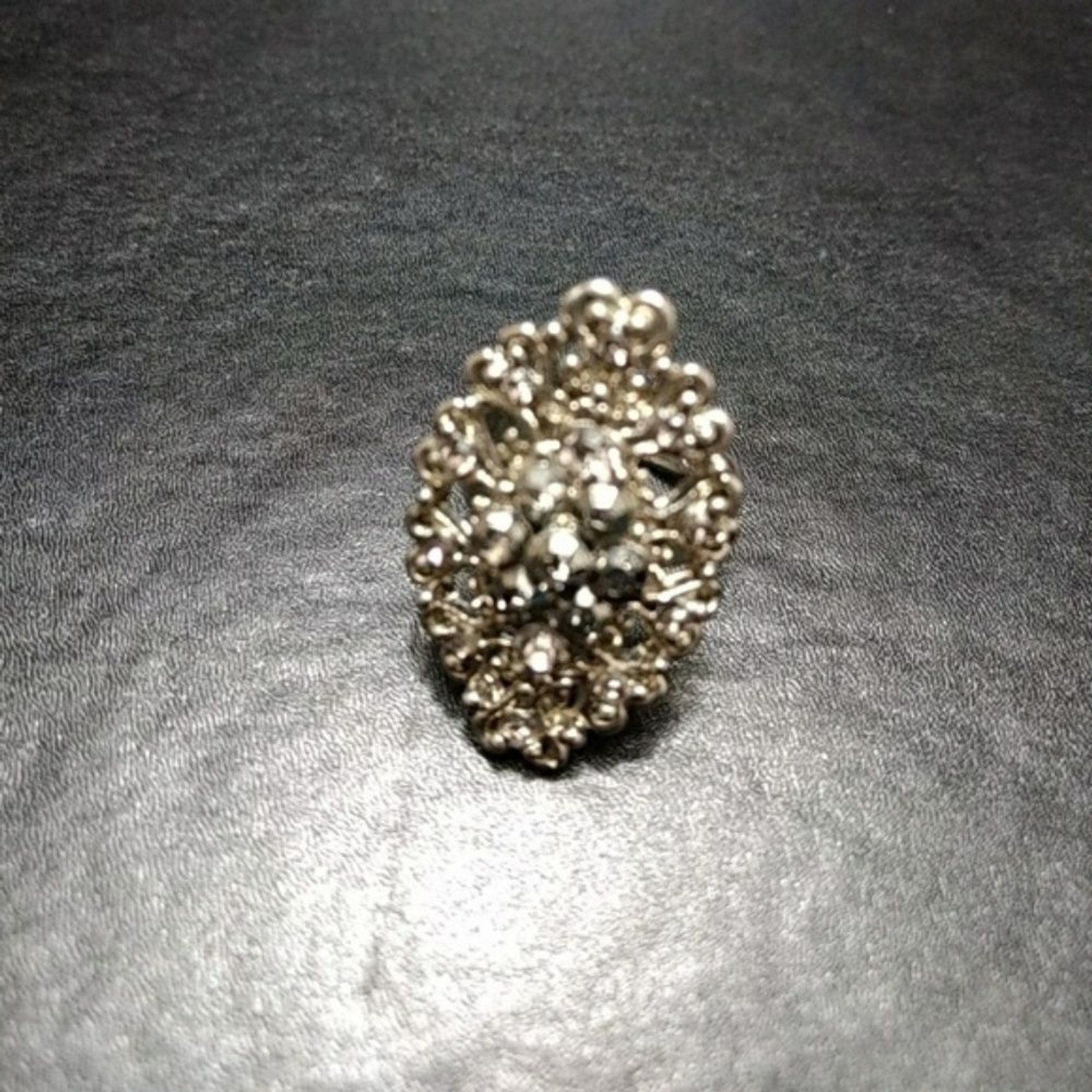 Silver tone oval chunky ring adjustable - image 1