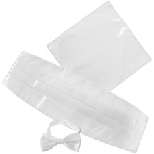Cumberband Bow Tie Set Party Cummerbund Suit Pocket Handkerchief Mens Fabric