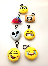New Set of 7 Styles Emoticon EMOJI Clip On Key Chain Bag Pendant POOP gift