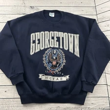 Vintage Georgetown Hoyas Crewneck Cheetah Sweatshirt Men's Large Blue
