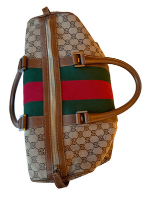 GUCCI GG Canvas Web Sherry Line Boston Tasche Beige Rot Grün 