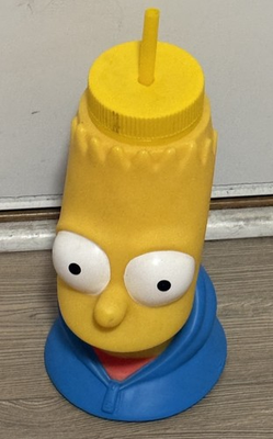 #ad Universal Studios Bart Simpson Water Bottle Sipper Cup with Straw 2010 $14.99