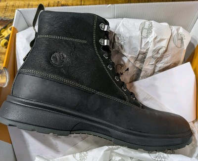 Timberland Mens Atwells Ave Waterproof Tall Premium Leather Jet Black Boot 10.5