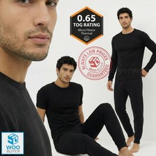 Mens Micro Fleece Thermal Base Layer Underwear / Long Johns / Shirt / Zip Option