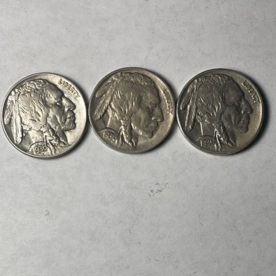 HIGH GRADE 3 COINS 1936 PDS BUFFALO NICKELS IN BU/ SLIDER BU CONDITION    XX847