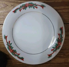 4x Tienshen Poinsettas & Ribbons Fine China Salad Plates