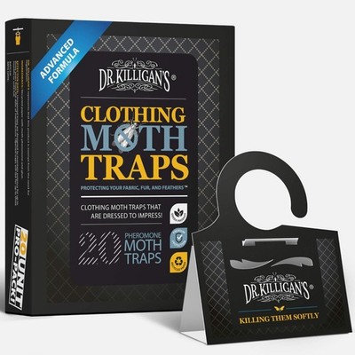 Premium Moth Traps with Pheromones - 20 Black Sticky Traps for Clothes & Home