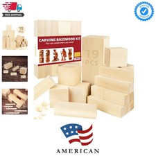 Basswood Carving Blocks, 19PCS Whittling Wood Blocks Kit with 3 Different Siz...
