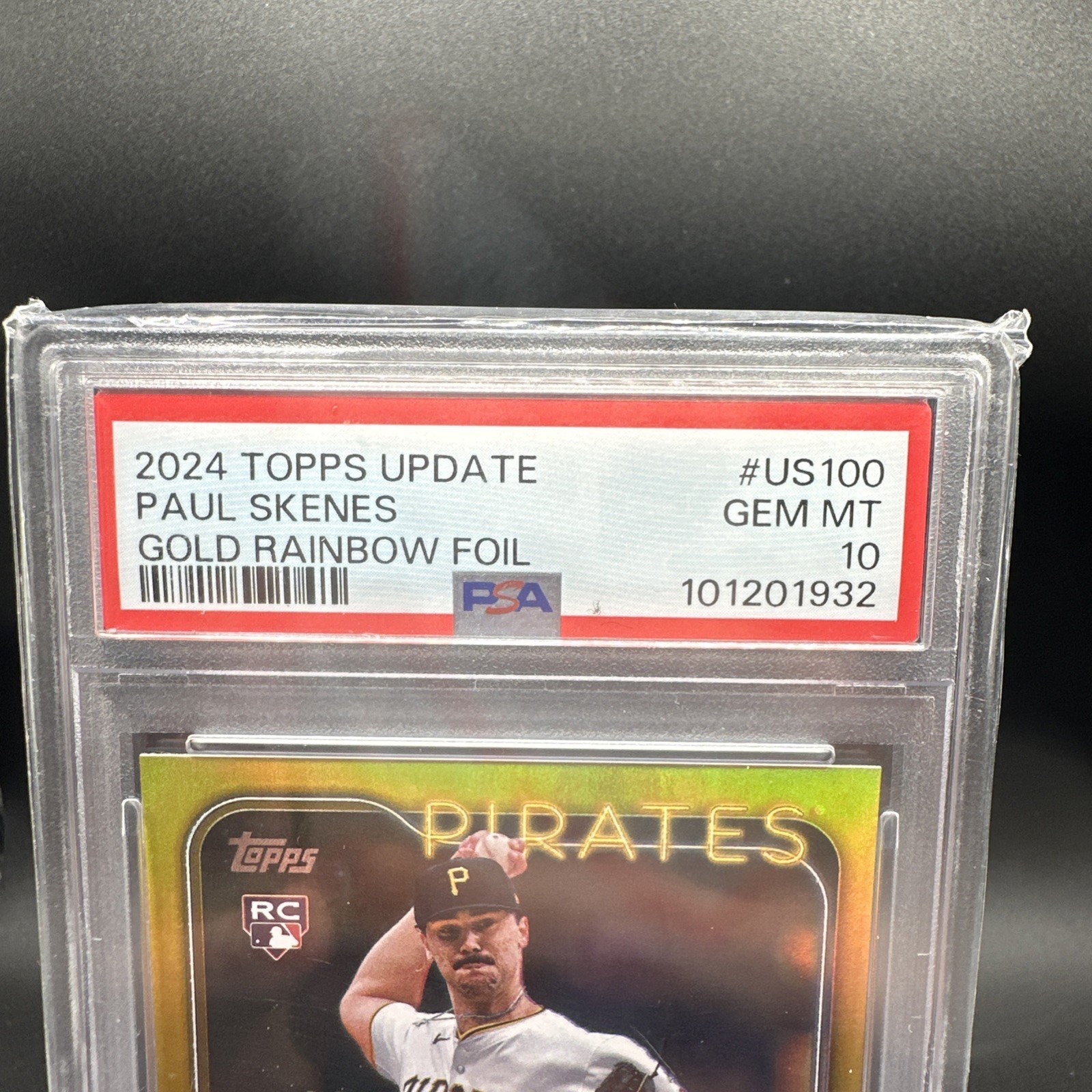 💎 2024 Topps Update - Paul Skenes Gold Rainbow Foil White Uniform PSA 10 💎 view 3