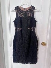 Lauren Ralph Lauren Black Lace Illusion Sheath Cocktail Classy Dress 6