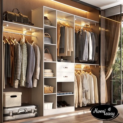 NEW Upgraded Closet Organizer System with 13 Shelves & 2 Drawers & 4 Hanging Rod