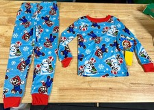 Super Mario Boys Snug Fit Long Sleeve Top and Sleep Pants, 2-Piece Pajama Set Si