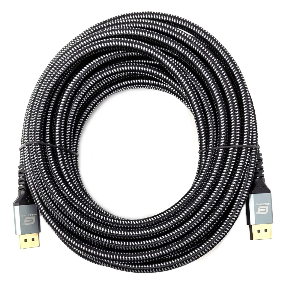 Gigacord Long Displayport Cable 1.4 DP Male Male 4K 8K 32.4Gbps Braided, 30Ft - Image 2 of 4
