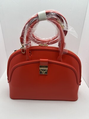 MCM Luxury Anna Large Tote Bag Fiesta NWT Orange Red Top