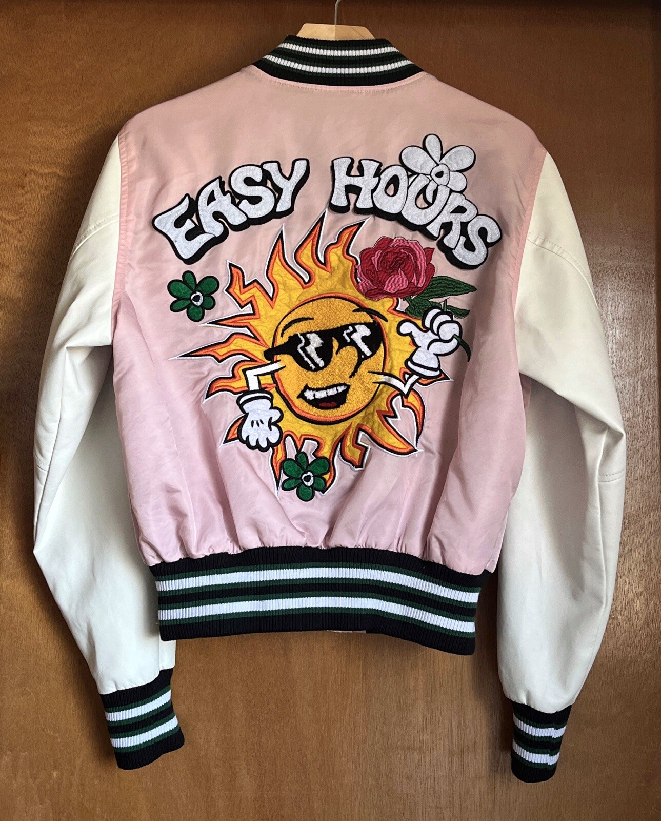PRIMA FILA anni 90 retrò rosa Varsity bomber giacca uomo XS donna S M? Unisex Y2K