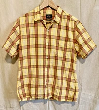 Beams Japan Chain-Stitch Plaid Loop Collar s/s Button Shirt NOS Medium
