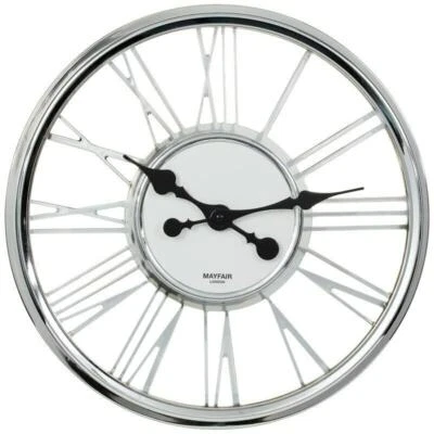 Large Modern Numeral Roman Wall Clock Skeleton Metal Round Home Office 40 cm - Image 1 of 3