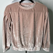 MOLO Girl's Cream Crew Neck Long Sleeve Velvet Sweatshirt Size 12