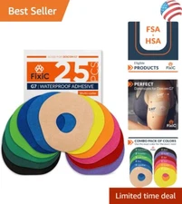 Multi-Color Waterproof Adhesive Patches for Dexcom G7 – 25 Pack Happiness