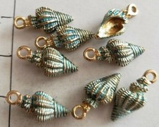 Shell charms ocean sea beach vacation B gold color blue tone