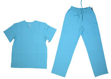 Lite Medical Unisex Turquoise V-Neck Straight Leg Stretch Top Bottom Scrub Set M