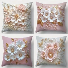 4 New Floral Pillows Home Decor - No Pillow Fillers