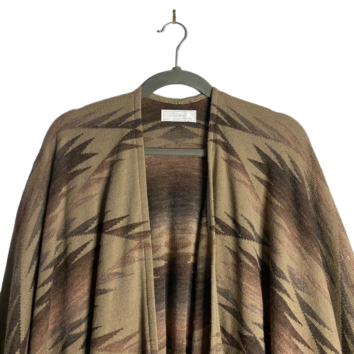 Zighilli Women's Soft Knit Tan Patterned Shawl Sz OS