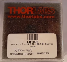 (NEW) Thorlabs LB-1092 (LB1092) Lens -  Bi-Convex Lens, Dia. 1/2",  f = 15.0 mm
