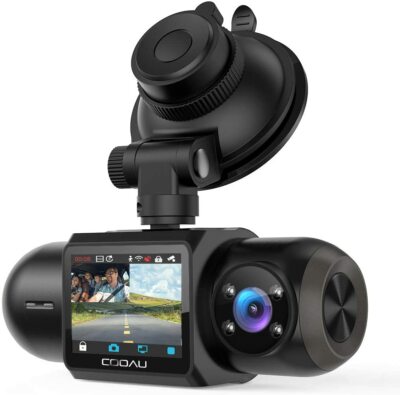 COOAU Built-in GPS Wi-Fi Dash Cam, Front and Inside Car Camera Recorder，G-Sensor