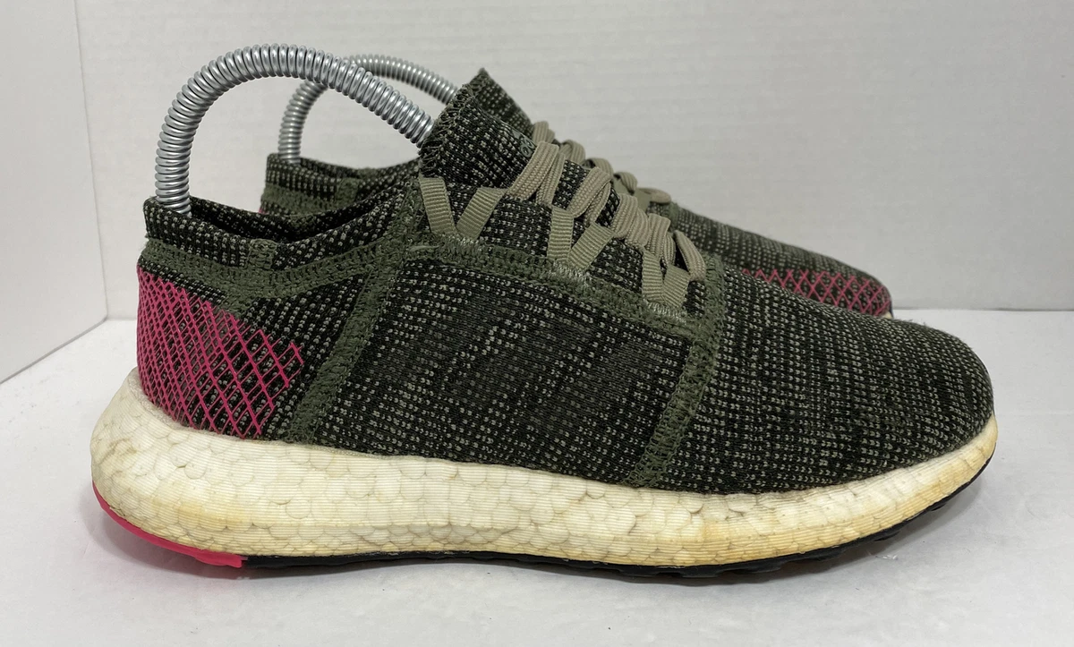 adidas Pure Boost GO Junior Green Pink White Youth Size 4.5y