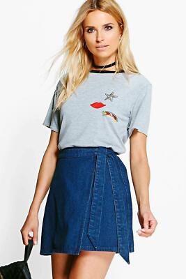 Denim White Wrap Skirt Boohoo Boohoo Chantelle Denim Wrap