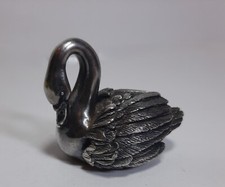 Statua Cigno Laminato Argento 925 Microfusione MAGRINO cm 5 Vintage B