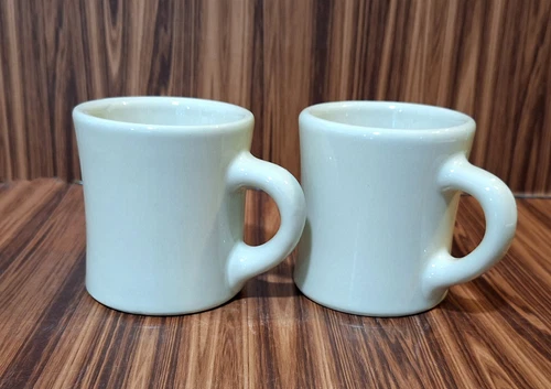Vintage Victor Ivory Heavy Restaurant Diner Mugs Set of 2 Cups Made in U.S.A.