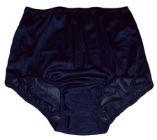 NAVY BLUE NYLON TRICOT 2 Layer Wide Crotch PANTY Encased BRIEF 30-40" XL