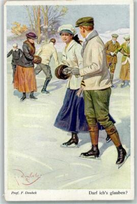39626790 - flirting on the ice gallery Munich master 556 signed Doubek, F.B.