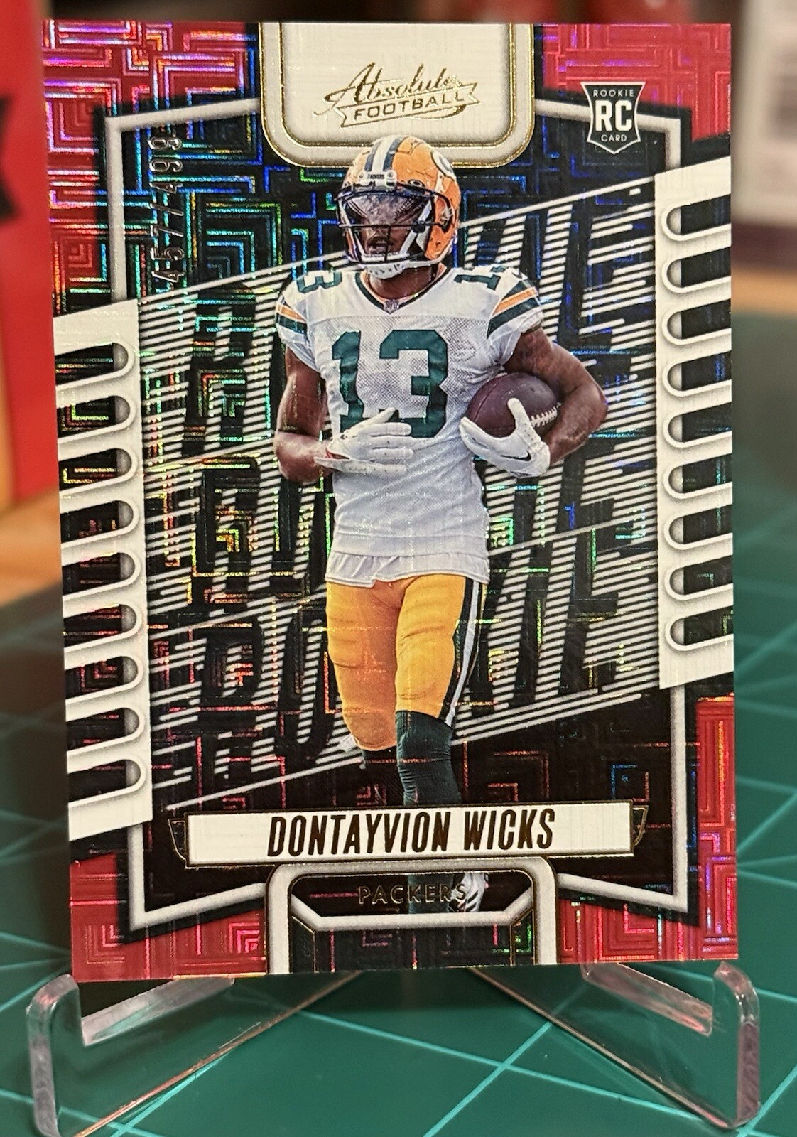 Dontayvion Wicks 2023 Absolute Football Rookie RC #199 Red Squares Parallel /499