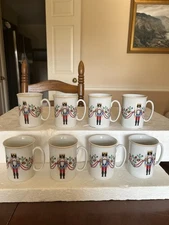 Set 8 - Block Spal WHIMSY CHRISTMAS Nutcracker 3 1/2"  8oz Coffee Mugs 1992